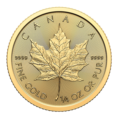 A picture of a 1/4 oz Gold Maple Leaf Coin (2024)
